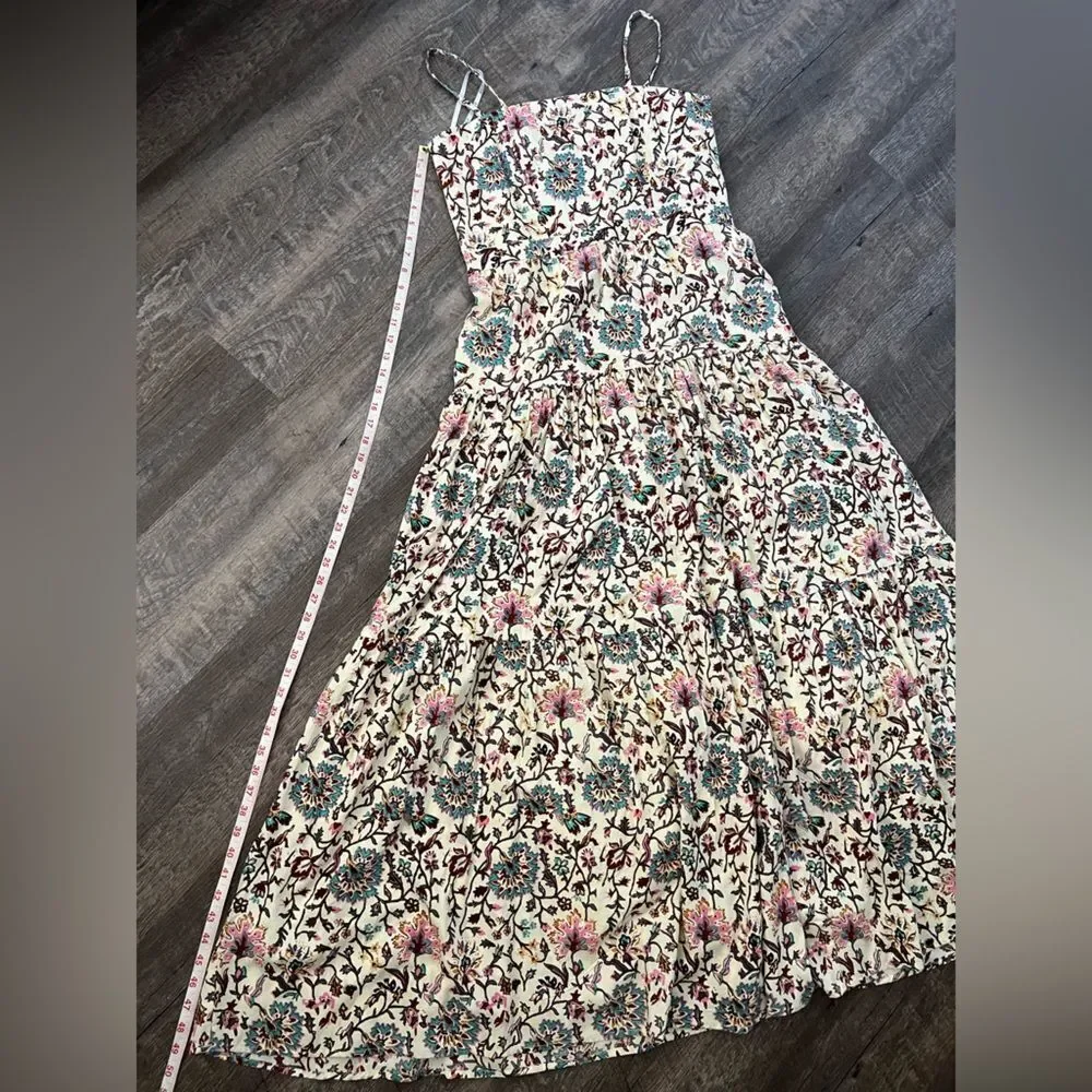 NWT RAGA Deema Tiered Cream Floral Maxi Dress with Pink & Blue Accents Medium - Picture 7 of 11